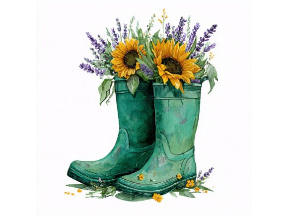 Download 18 JPG Sunflower Rain Boots Set - Flower Collection