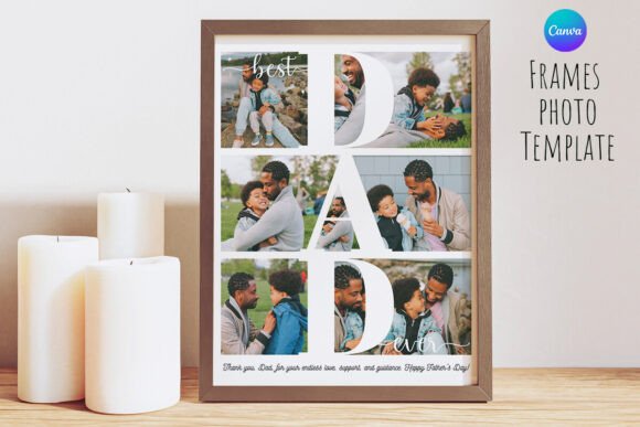 Download Best Dad Ever Photo Frame Canva Template - Photo frame Collection