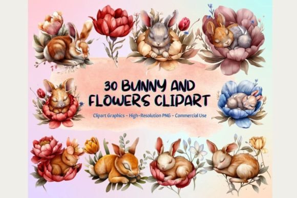 Download 30 Bunny and Flowers Clipart - Flower Collection