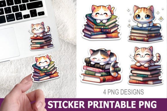 Download Halloween Cat and Books Sticker Designs - Sticker designs Collection