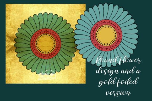 Download Gold Foiled Green Flower Design - Flower Collection