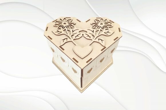 Download Gift Box Flowers Heart Laser Cut Model - Flower Collection