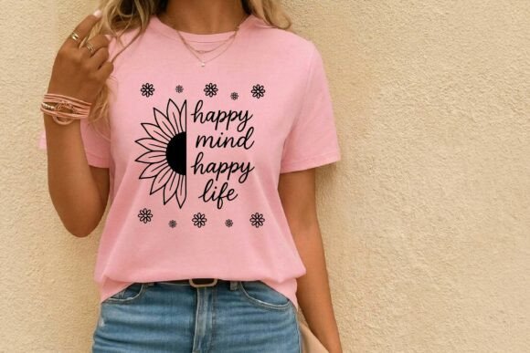 Download Happy Mind Happy Life Sunflower SVG PNG - Flower Collection